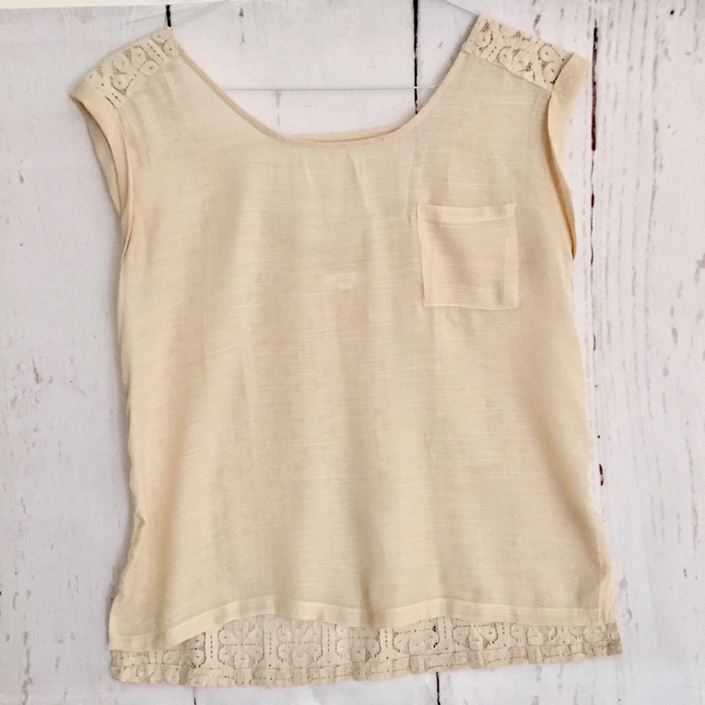 MINE Brand Blouse w/ Lace Detailed Back